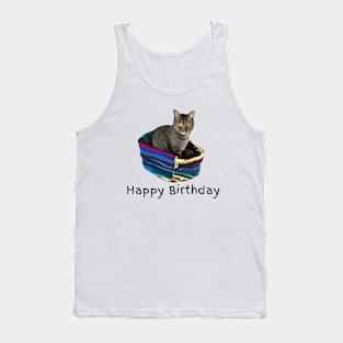 Happy Birthday Kitty in a Basket Tank Top